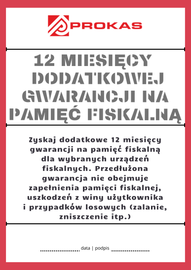 Dodatkowe 12 miesięcy gwarancji na pamięć fiskalną